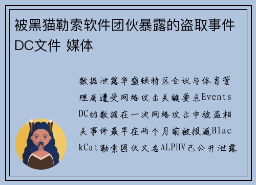 被黑猫勒索软件团伙暴露的盗取事件DC文件 媒体